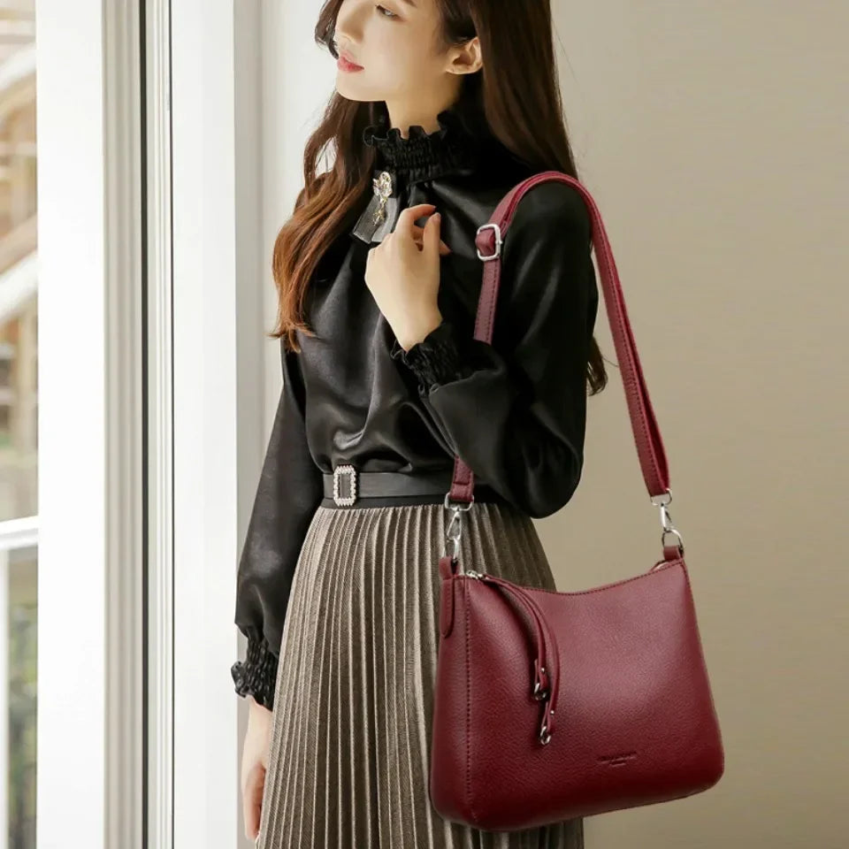 Genuine Brand Women's Soft Leather Shoulder Bags Luxury Designer Crossbody Bags Ladies Casual Tote Bag Messenger Commuting Sac