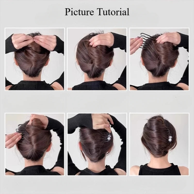 2025 New Hairpin Female Disc Hair Artifact U-shaped Fixed Four Toothed Insert Comb Hairpin Ancient Style Flower Headpiece