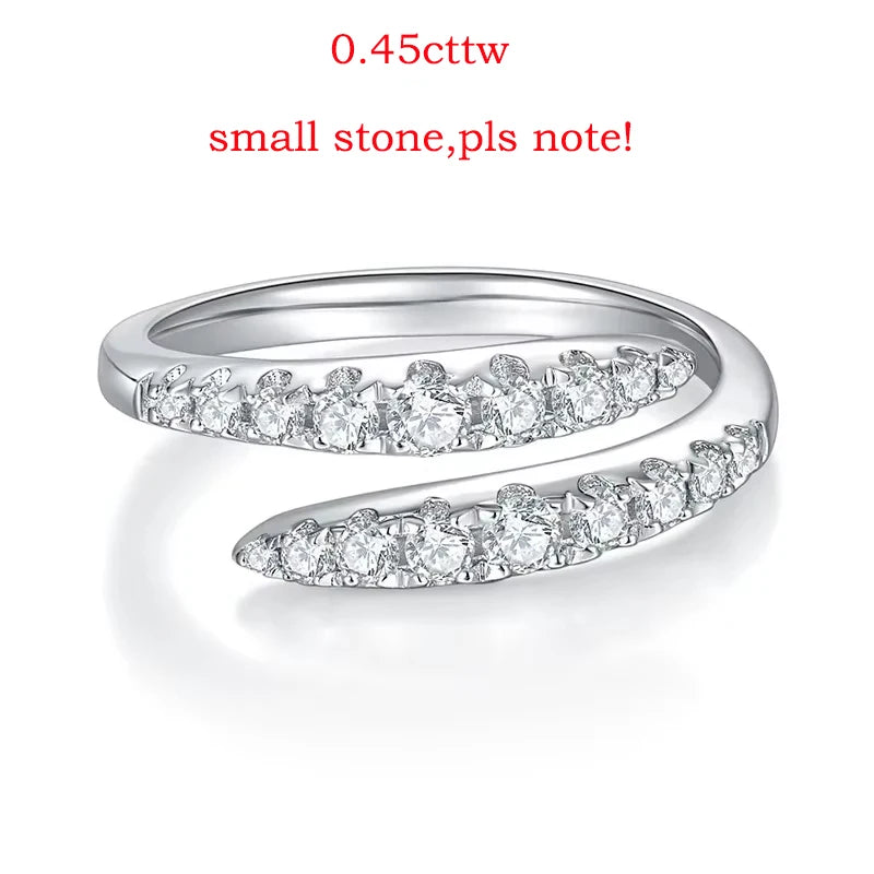 Smyoue 10 Gems Full Moissanite Rings for Women Sparkling Flawless Lab Created Diamond Wedding Band S925 Sterling Silver Jewelry