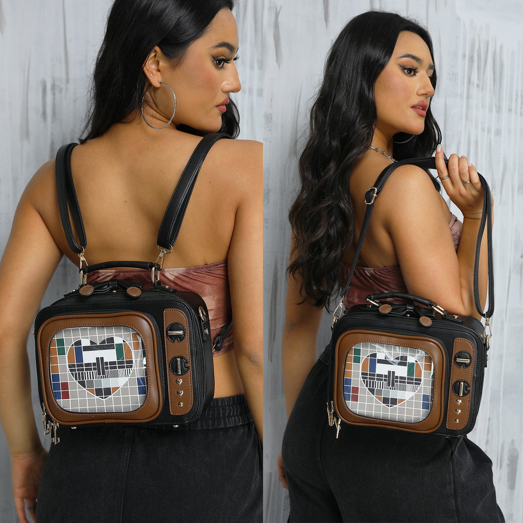 Novelty Tv Shape Ita Bag Retro Television Women Shoulder Bag Design Ita Backpack with Inserts Girls Crossbody Bag