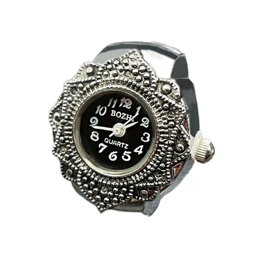New Jewelry Clock Fashion Round Quartz Finger Rings Elastic Stretchy Rings Ring Watch Digital Watch