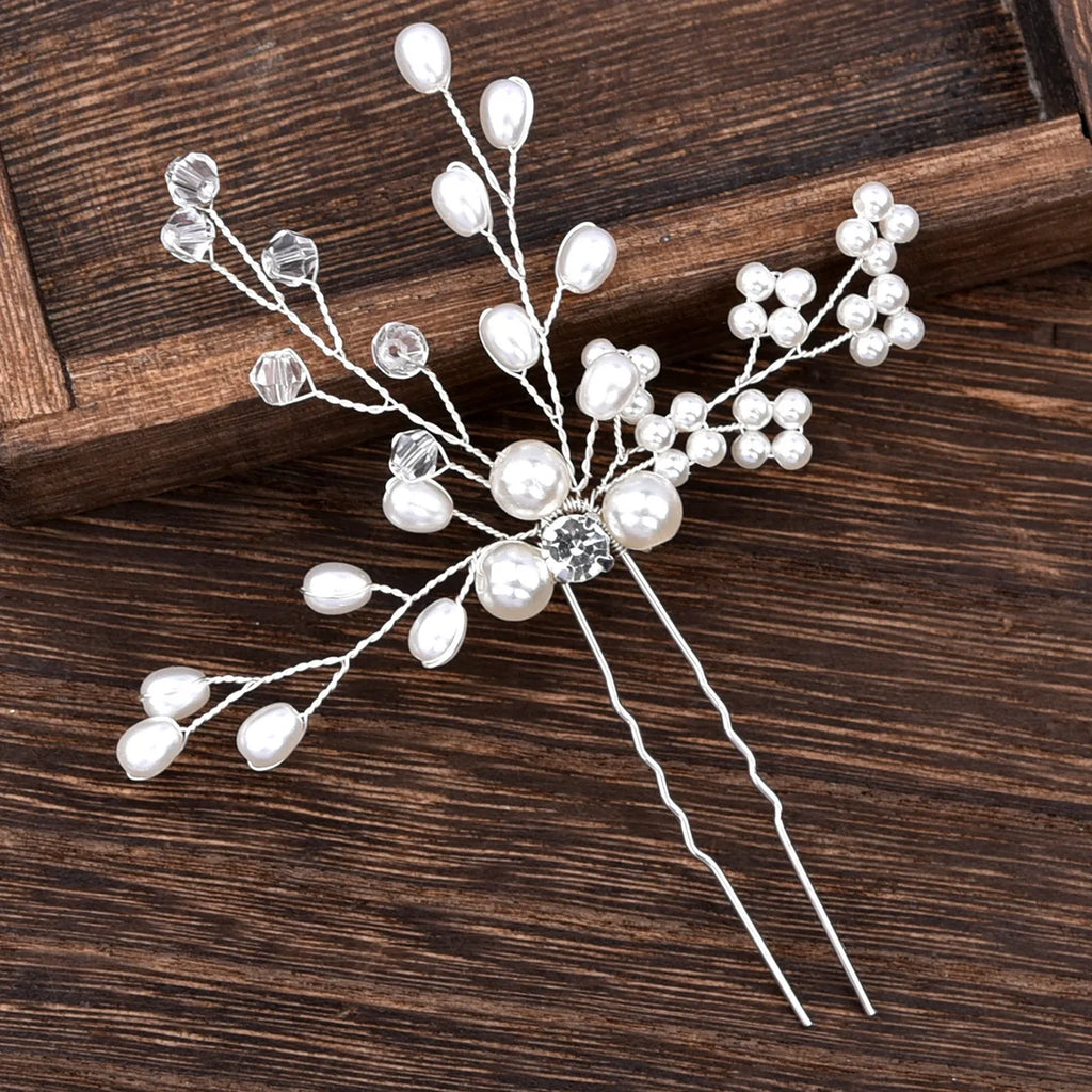 Wedding Hair Combs U Shape Pearl Hair Clips Accessories for Women Head Ornaments Jewelry Bridal Headpiece Hairstyle Design Tools