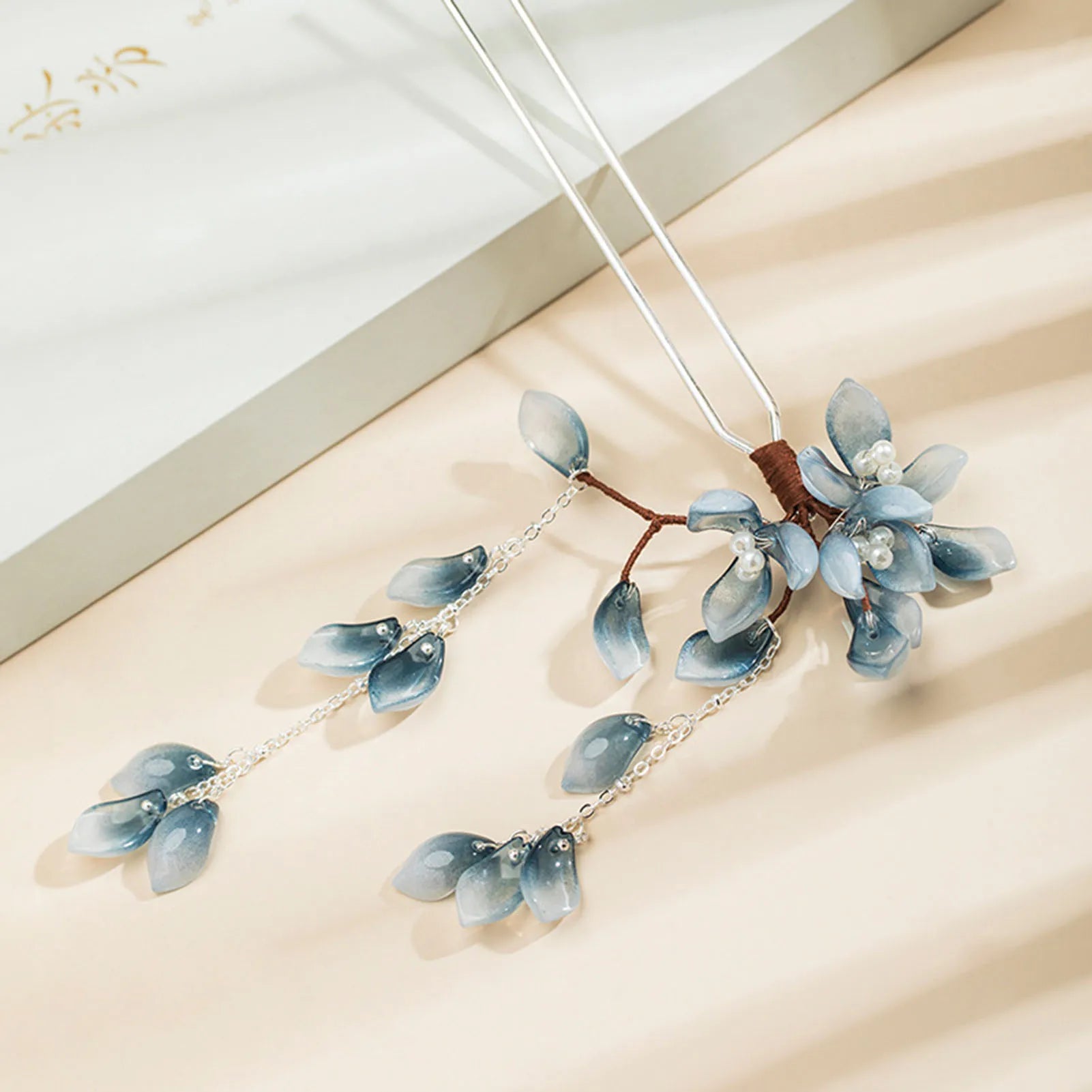 U Shape Hairpin Glazed Flower Hair Stick Chinese Han Custme Hair Accessories Vintage Girls Fringe Hair Clip Step Shaking Jewelry