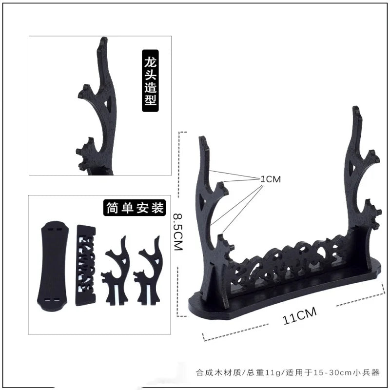 Mini Sword Stand Display 4 Tier,Black Katana Stand Table Desktop,Wood Multilayer Storage Sword Rack for Katana Tanto Rapier