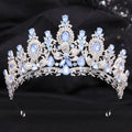KMVEXO Baroque Luxury Water Drop Flower Crystal Opal Tiara For Women Wedding Girls Birthday Party Elegant Crown Hair Accessories