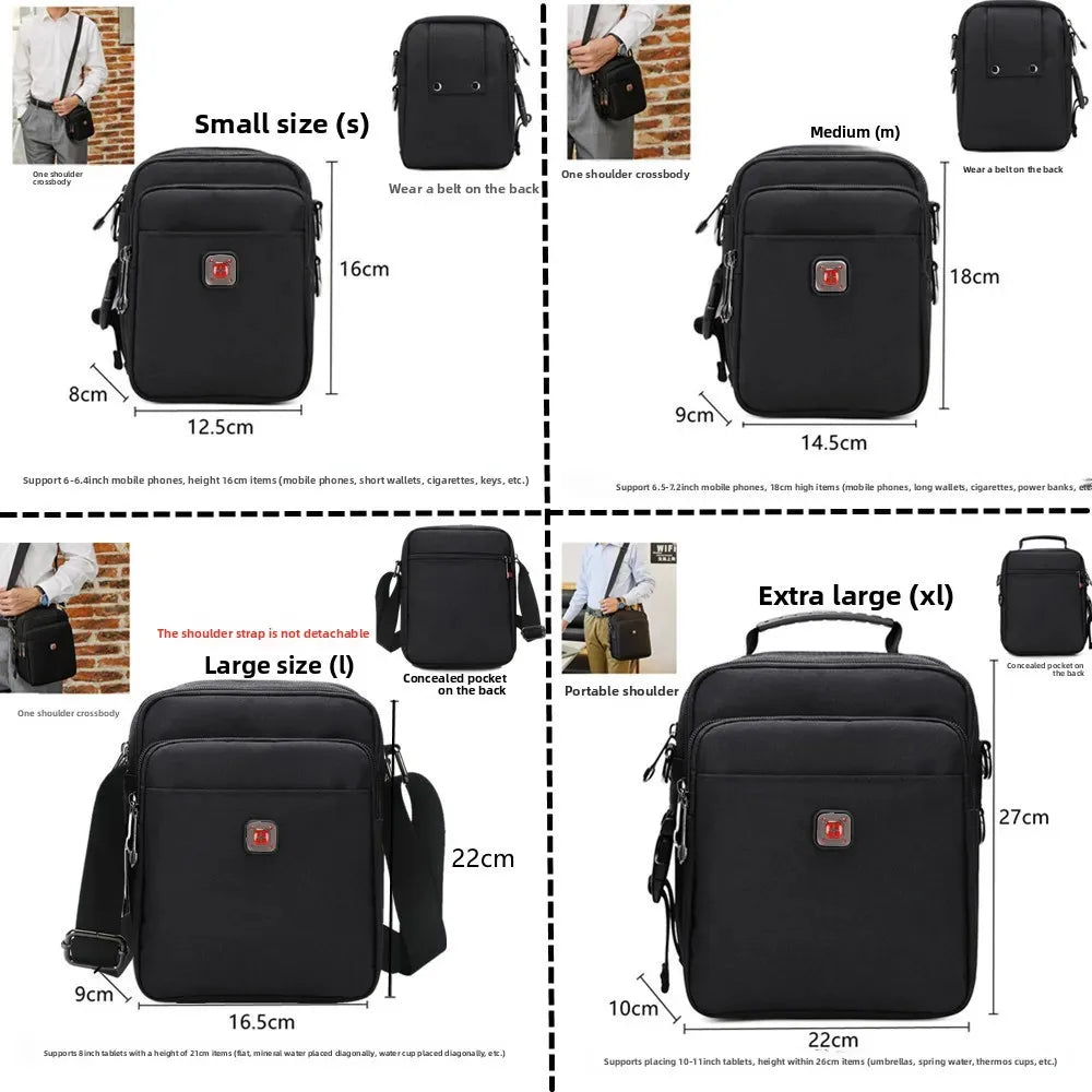 JANGEAR Men Shoulder Bag Casual Messenger Bags Waterproof Man Purse Zipper Crossbody Can Wear A Belt Multi-purpose Mini Belt Bag
