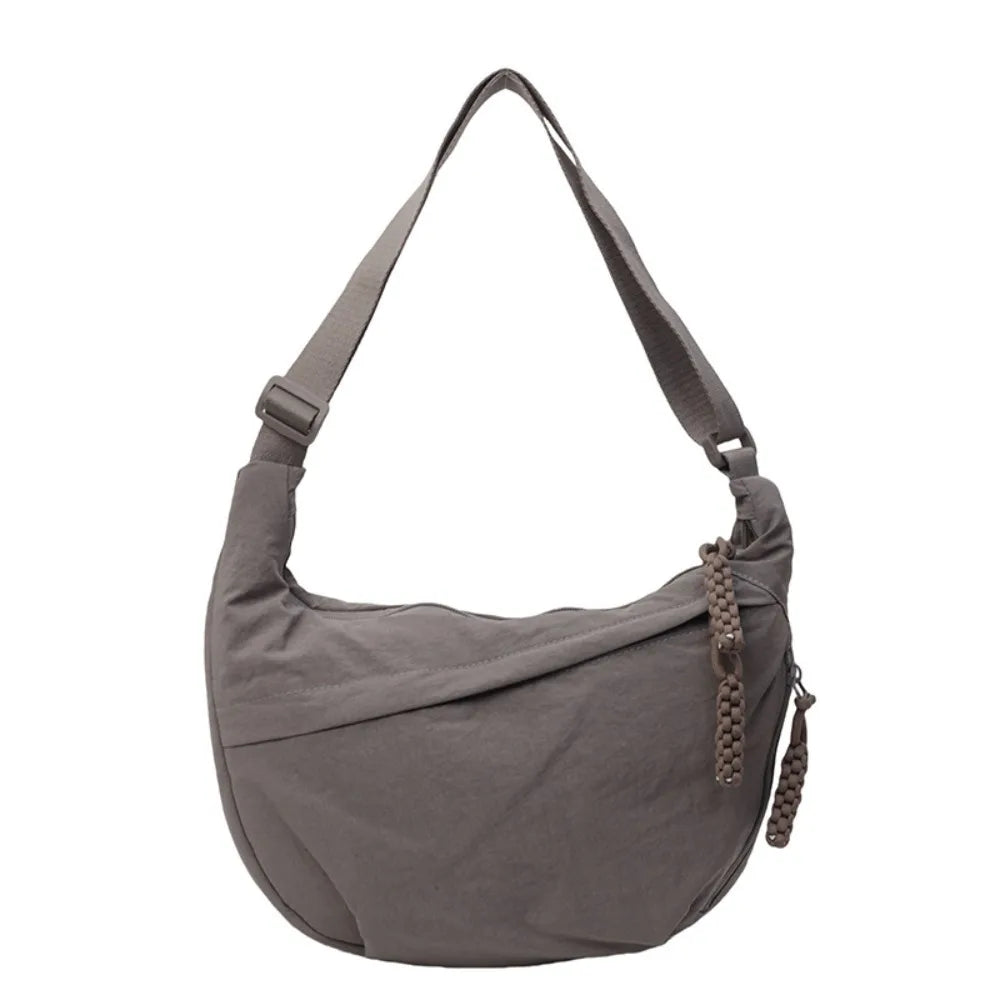 Casual Canvas Crossbody Bags Korean Simplified Large Capacity Sports Hobos Bag Solid Color Lightweight Dumpling Bag Women