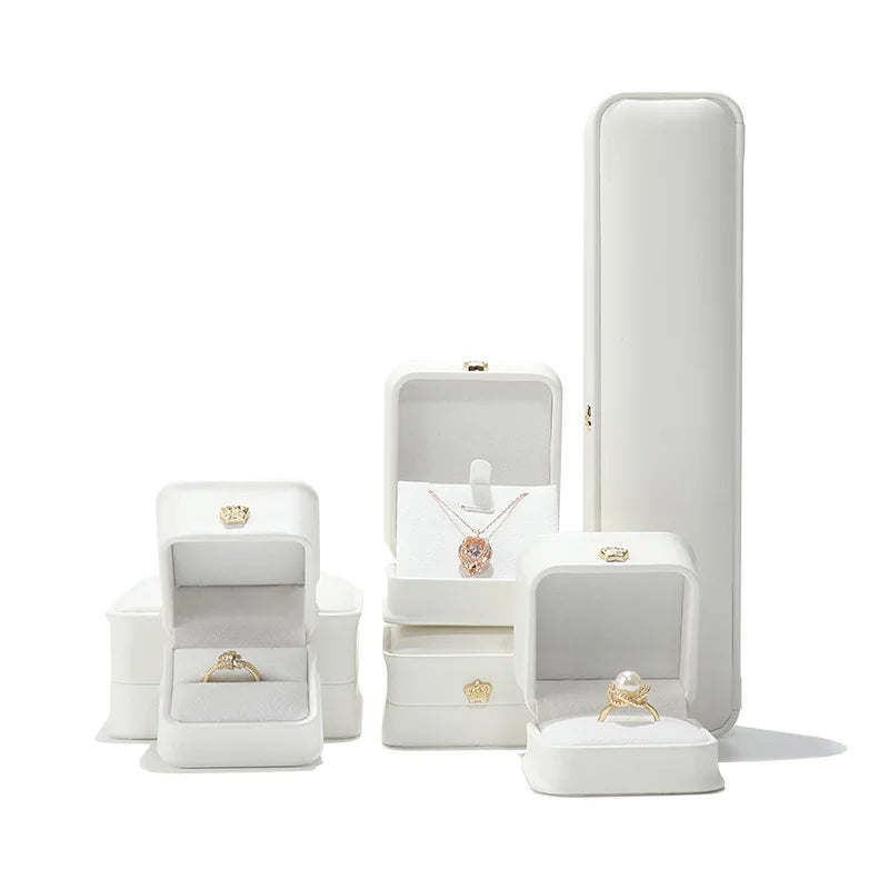 1Pc Leather Jewelry Organizer Wedding Ring Box Pendant Bracelet Necklace Storage Case Gift Packaging Display Box Wholesale