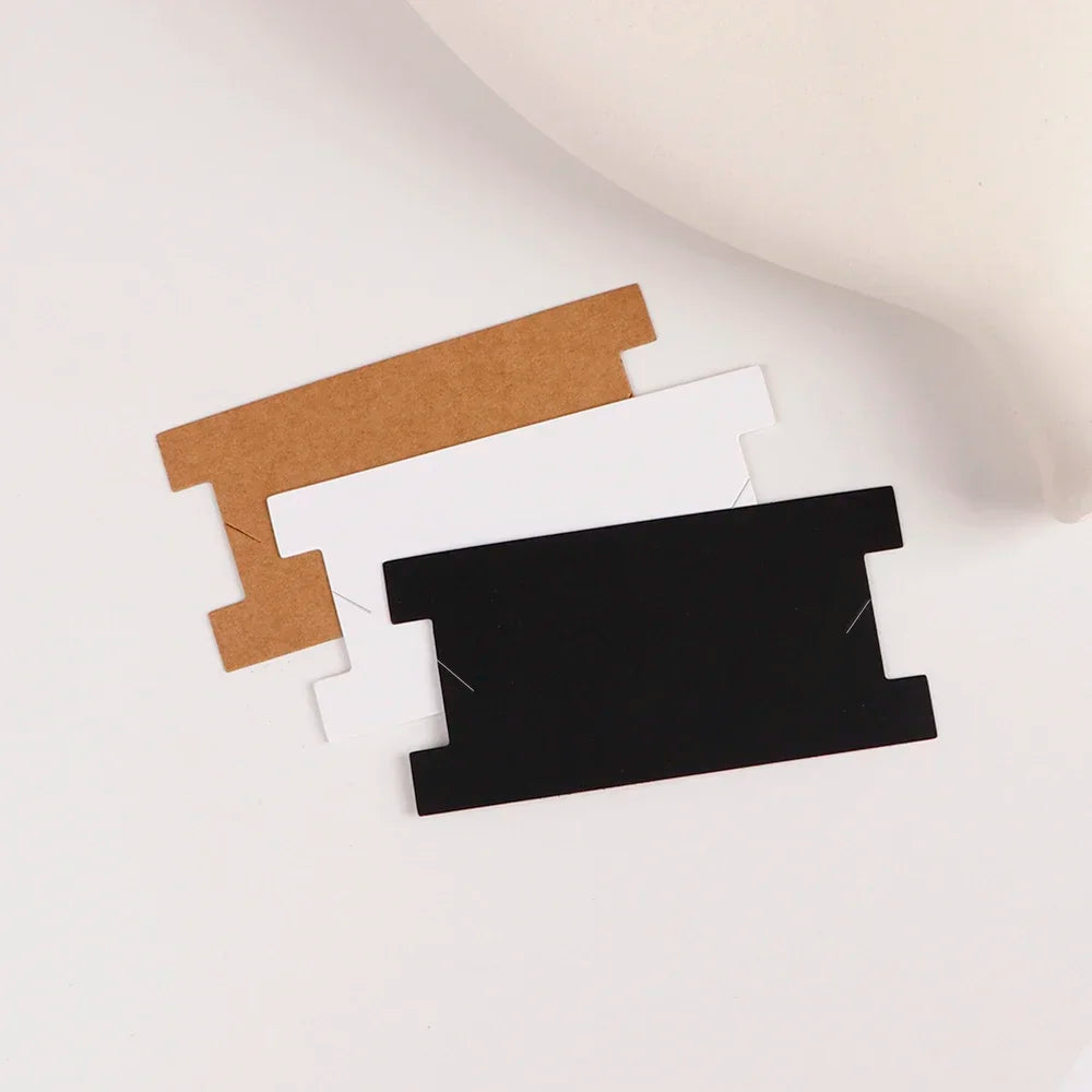 50pcs 10x5cm White Black Craft Paper Anklet Cardboard Bracelet Display Holder DIY Jewelry Packing Card Small Business Packages