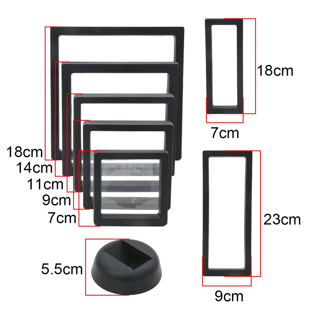 PE Film Colorful Jewelry Storage Box 3D Packaging Case Gemstone Free Stand Floating Frame Membrane Ring Earring Necklace Display