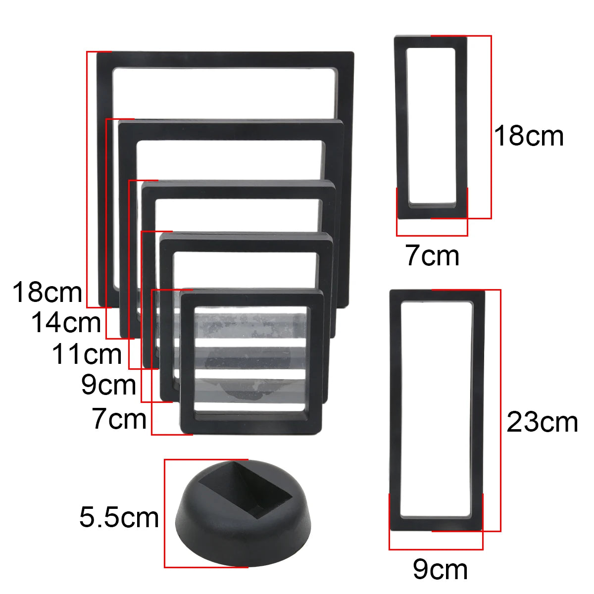 PE Film Colorful Jewelry Storage Box 3D Packaging Case Gemstone Free Stand Floating Frame Membrane Ring Earring Necklace Display