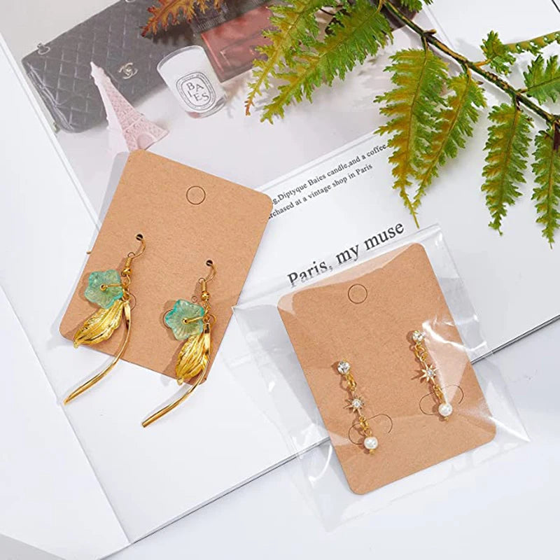 50pcs/lot 3.8x4.8cm Blank Kraft Paper Earring Display Cards Earring Package Hang Tag Card for DIY Ear Studs Jewelry Display Card