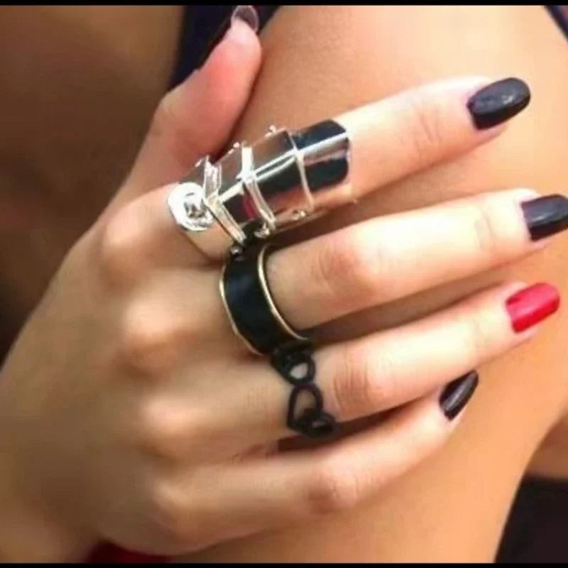 Oosaki Nana Anime Rings Cosplay Punk Gothic Women Men Joint Armor Knuckle Metal Multilayer Finger Rings Jewelry Gift Accessories