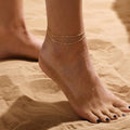 Party Banquet Jewelry Gifts Bohemian Style Women's Double Layered Foot Chain Minimally Crafted Foot Accessories