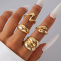 Tocona Fashion Elegant Circle Geometry Opening Joint Rings Set for Women Men Trendy Alloy Heavy Metal Party Wedding Jewelry