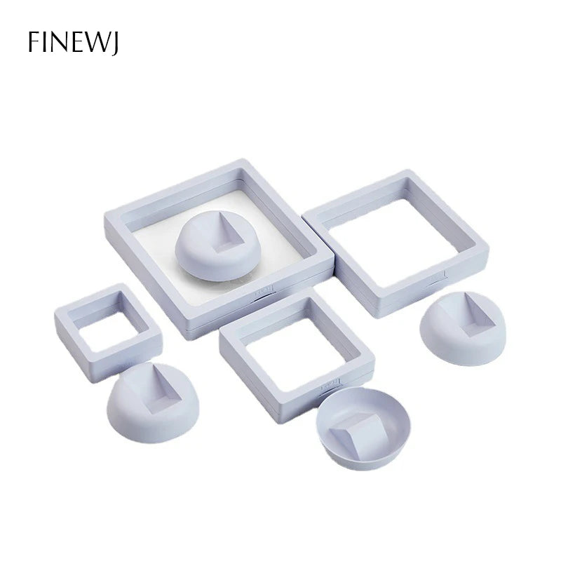 Bulk Lot of 10 PE Film Display Box Ring Earring Jewelry Stand Holder Membrane Case Coin Container Floating Presentation Retainer