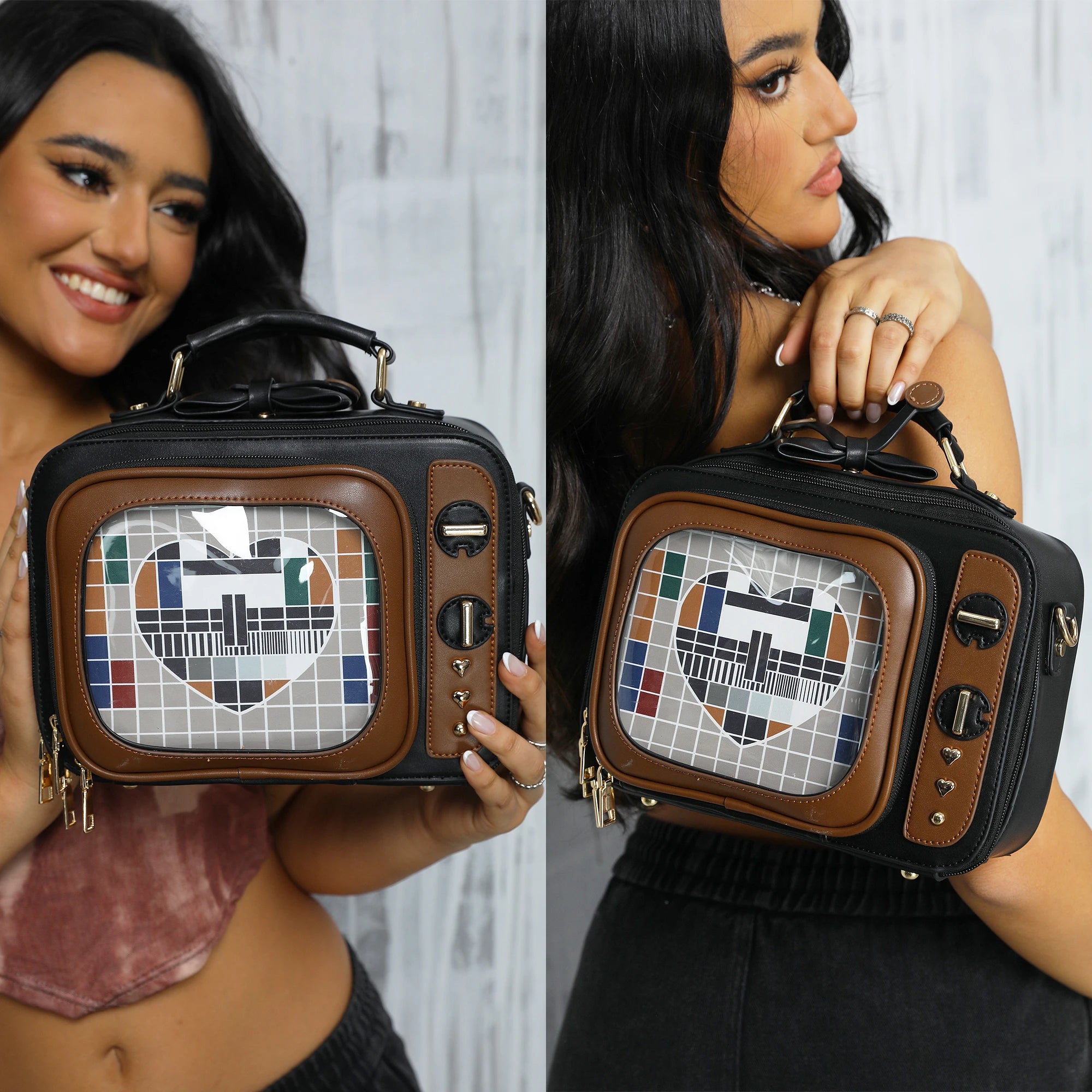 Novelty Tv Shape Ita Bag Retro Television Women Shoulder Bag Design Ita Backpack with Inserts Girls Crossbody Bag