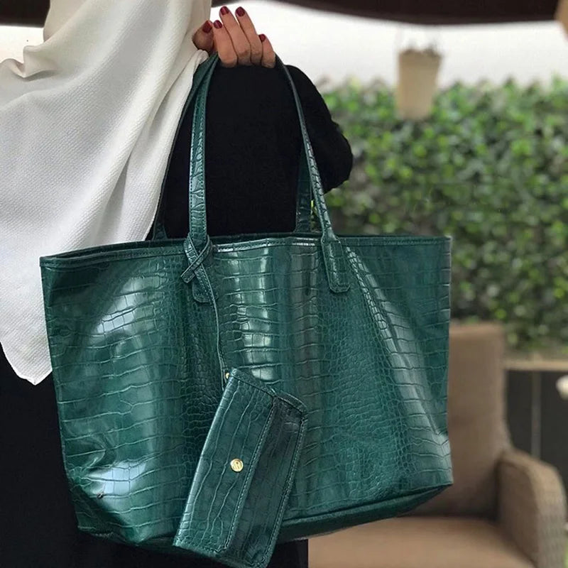 Women's Handbag Large Capacity Women's Simple Daily Commute Versatile Solid Color Letter Printed Design Shoulder Bag