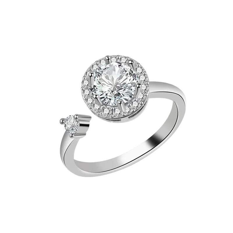 Luxury Butterfly Sunflower Fidget Spinner Ring Anxiety for Women Crystal Flower Anxiety Finger Rings Anti Stress Wedding Jewerly
