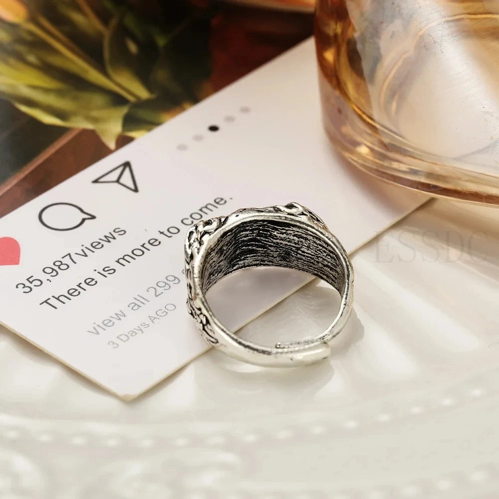 Rare Vintage Owl Carved Tibet Silver Ring for Men Cute Animals Youth Gothic Adjustable Fashion Women Jewelry Accessories Gifts