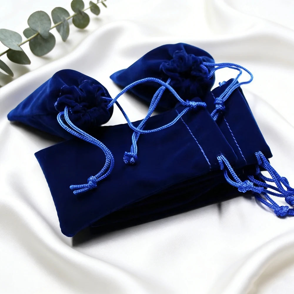 100Pcs Jewelry Drawstring Velvet Bag Soft Suede Pouch 5x7cm 7x9cm 9x12cm Small Gift Packaging Pocket For Rings Earrings Bracelet