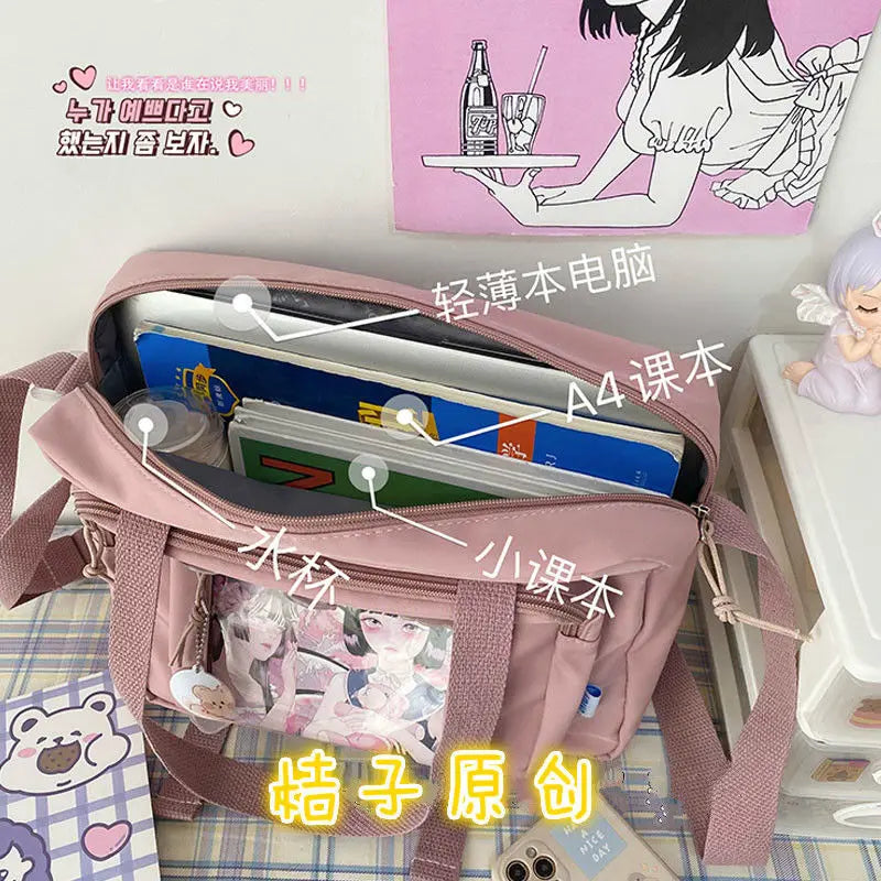 Korean Women's Messenger Bag Simple Multifunctional Female College Student Style Large Capacity Portable One Shoulder Diagonal