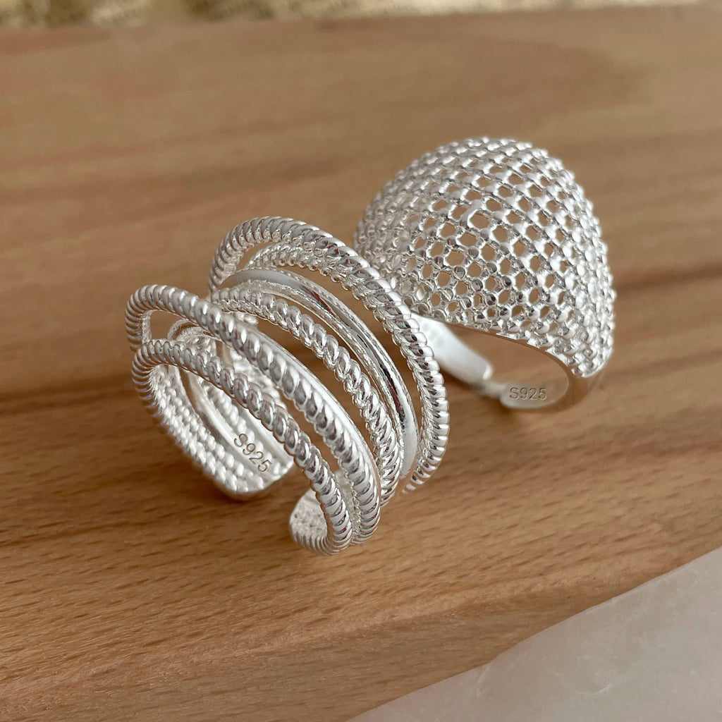 925 Sterling Silver Rings for Women Couple Minimalist Handmade Simple Wide Interware Ring Party Jewelry Gift Prevent Allergy