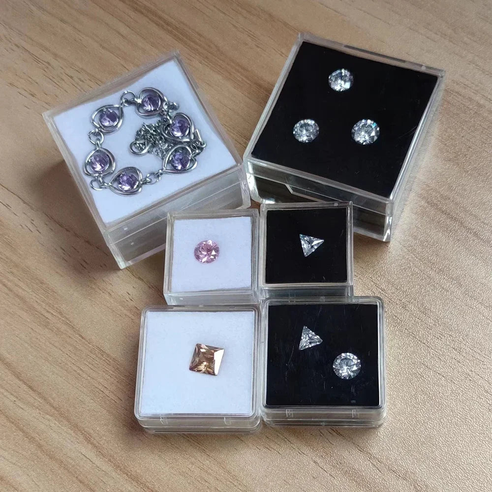 Clear Gem Storage Box Loose Diamond Organizer Pendant Beads Jewelry Combo Gift Case Square Gemstone Display Packaging Box