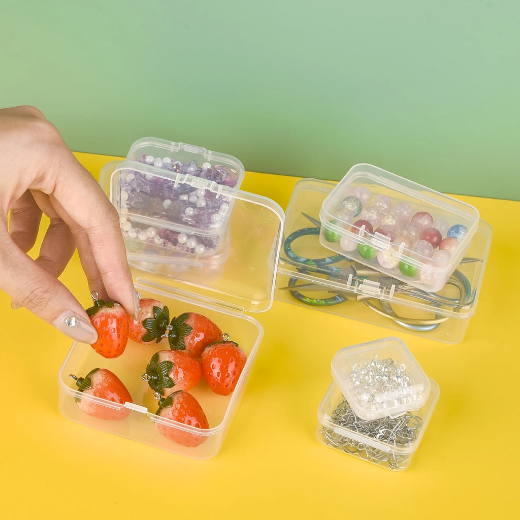 10Pcs Set Mini Plastic Box Rectangular Box Storage Translucent Packing Dustproof Durable Strong Jewelry Storage Case Container