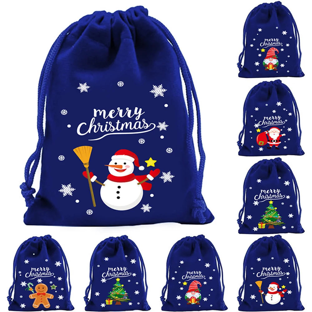 1PC Christmas Velvet Bags Drawstring Pouch Candy Gift Bag Bracelet Earrings Necklaces Jewelry Packaging Storage Bags