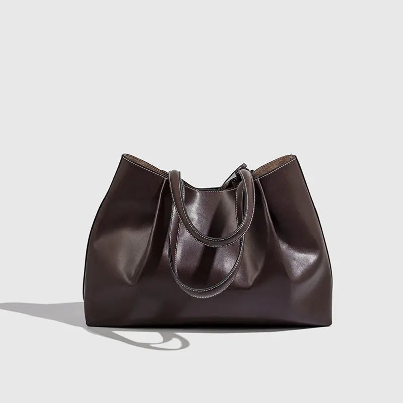 Fashion Ruched Women Big Handbags Designer PU Leather Shoulder Bag High Quality Crossbody Bags Women Bucket Bag Female Clutch