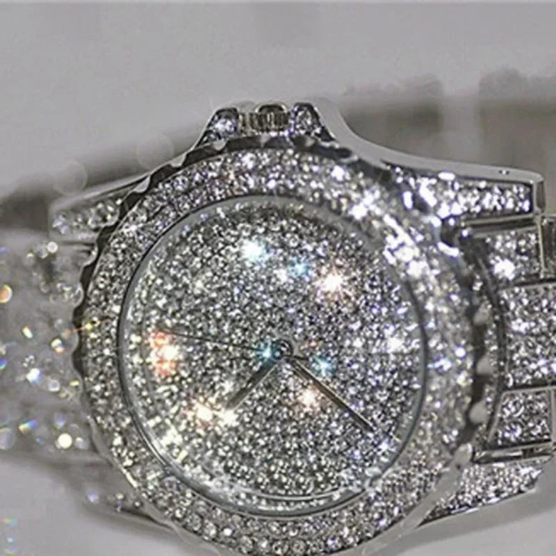 New Luxury Shiny Diamond Watch for Women Elegant Brand Quartz Steel Bracelet Watches Zircon Crystal Fashion Wristwatch Clock