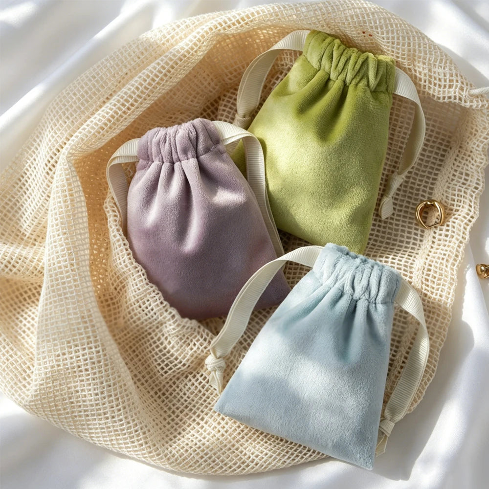 50Pcs Soft Velvet Jewelry Drawstring Bag Gift Packaging Sachet Wedding Birthday Party Favor Candy Storage Display Festival Pouch