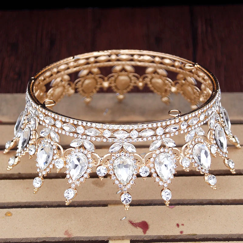 Vintage Royal Queen King Tiaras and Crowns for Women Princess Prom Wedding Tiaras Full Round Diadem Bridal Hair Accessories
