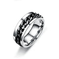 Titanium Steel Rotatable Chain Rings Men Women Stress Ring For Anxiety Couple Jewelry 8mm Corkscrew Rings Multifunctional Gift