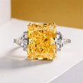 Luxury Geometric Big Square Stone Rings For Women Silver Color Charm Pink Yellow Zircon Wedding Bands Index Finger Party Jewelry