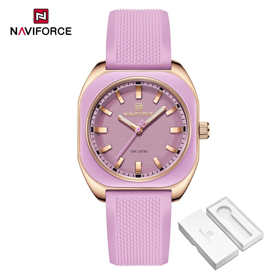 NAVIFORCE Fashion Women's Casual Elegant Simple Polygon Quartz Silicone Watch Gift for Women Wristwatch Casual Relogio Feminino