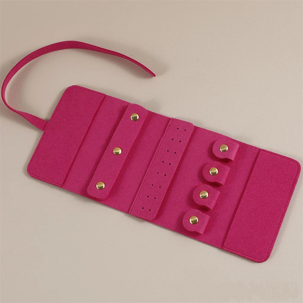 Mini Portable Travel Jewelry Storage Box Multifunctional Fashion Earrings Rings Earrings Necklaces Watches Rolled Up Storage Bag