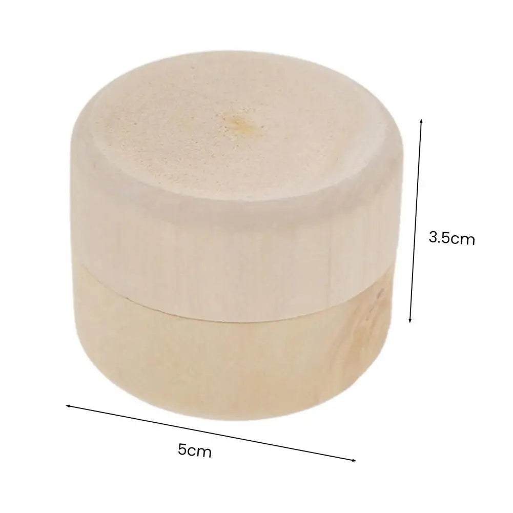 Ring Storage Case Jewelry Box Mini Round Solid Wood Ring Case for Female Jewelry Organizer