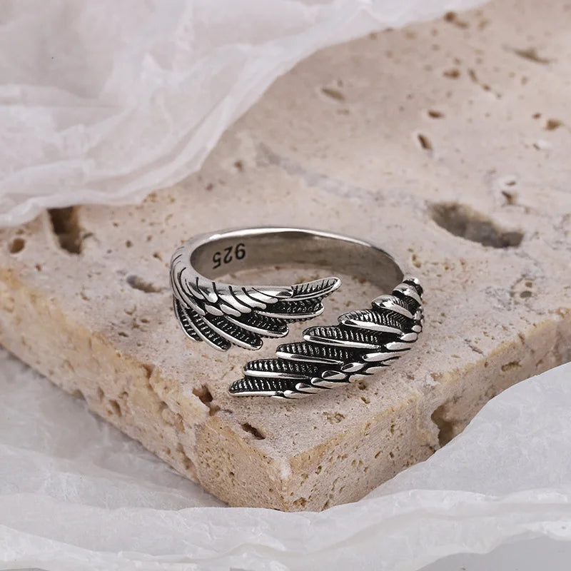 Luxury 925 Sterling Silver Angel Wing Women's Ring
