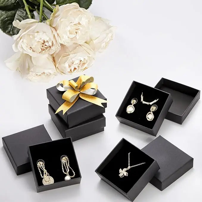 1PCS Black Square Jewelry Display Gifts Box Organizer Engagement for Ring Earring Brooch Necklace Bracelet Packaging Boxes