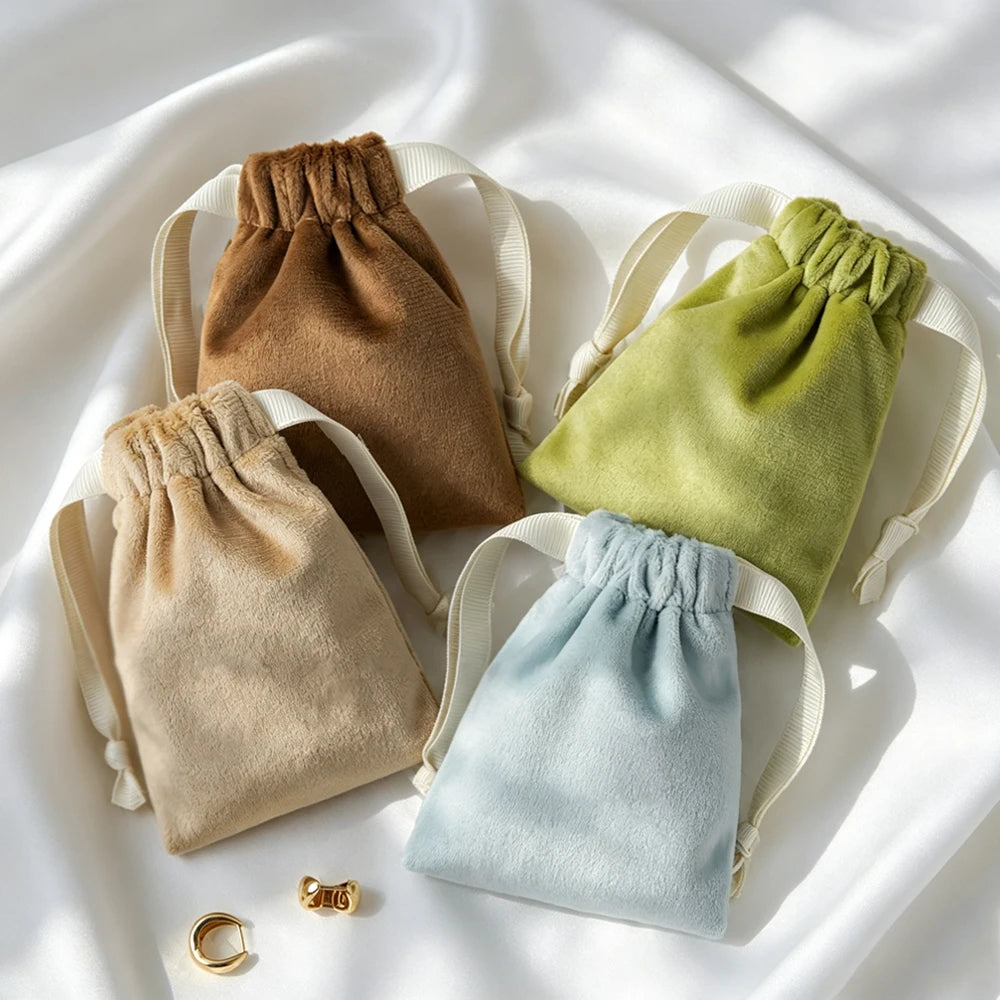 50Pcs Soft Velvet Jewelry Drawstring Bag Gift Packaging Sachet Wedding Birthday Party Favor Candy Storage Display Festival Pouch