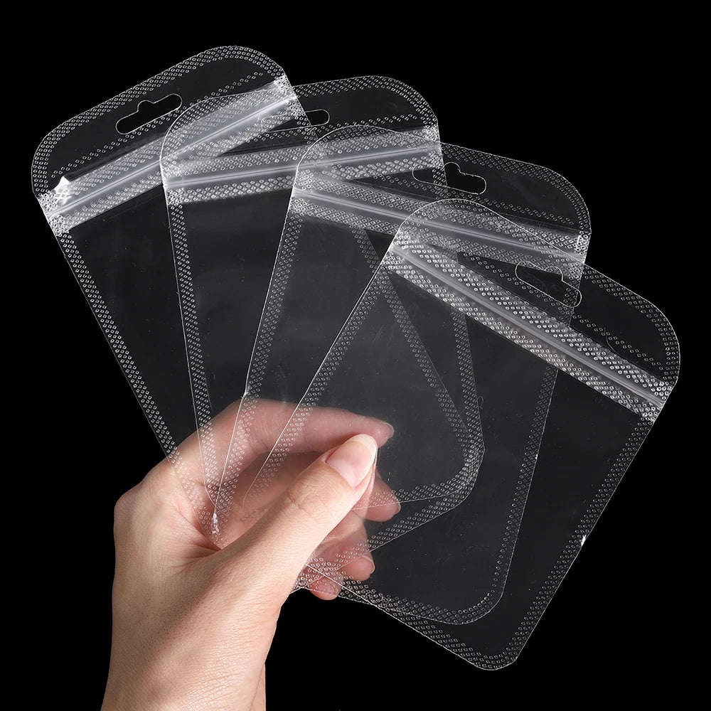 50pcs/Lot Transparent Plastic Jewelry Package Bags Anti-Oxidation Organizer Display Necklace Storage OPP Self Sealing Pouches