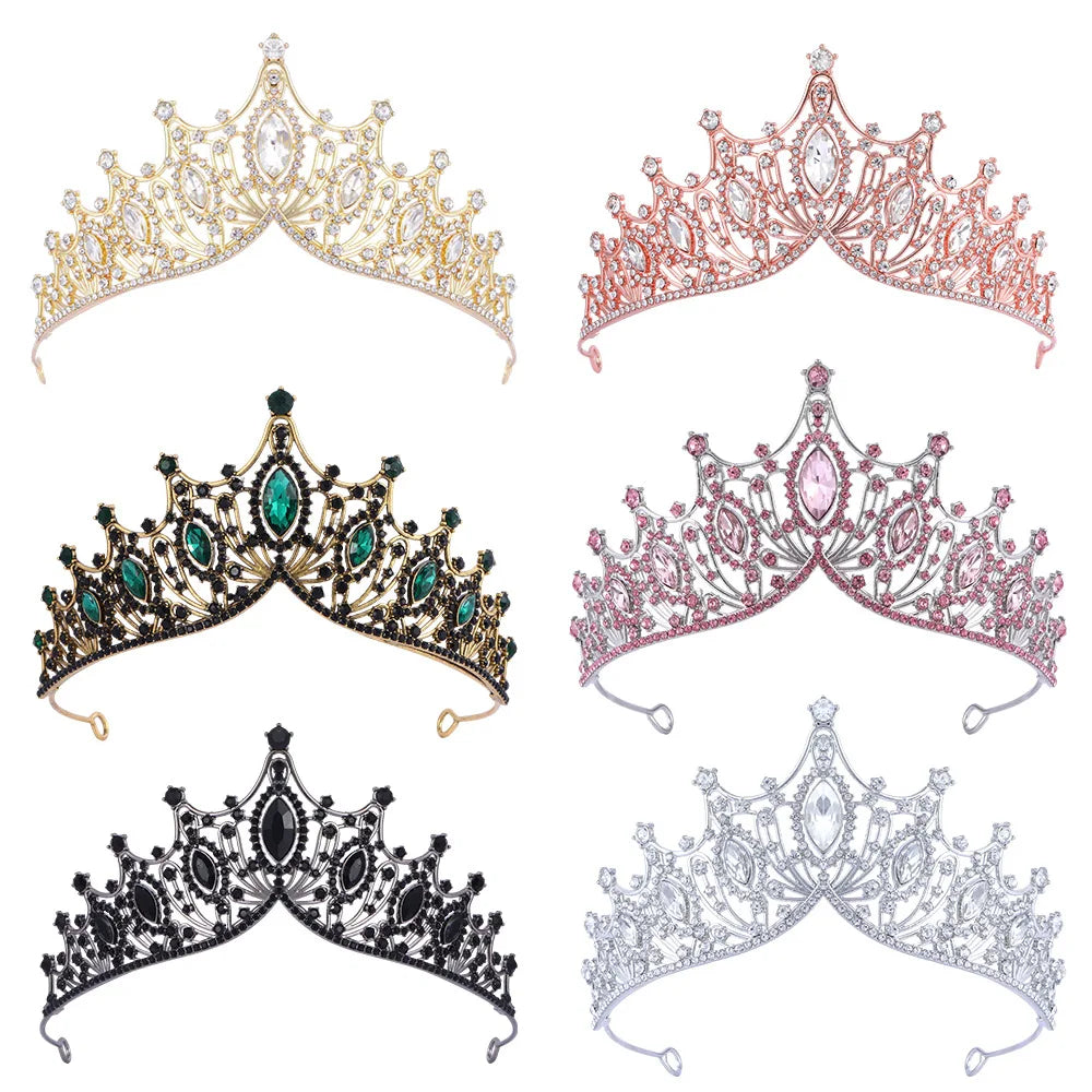 Baroque Queen Tiaras and Crowns Rhinestone Diadem for Bridal Princess Wedding Crown Hair Jewelry Party Birthday Accessories