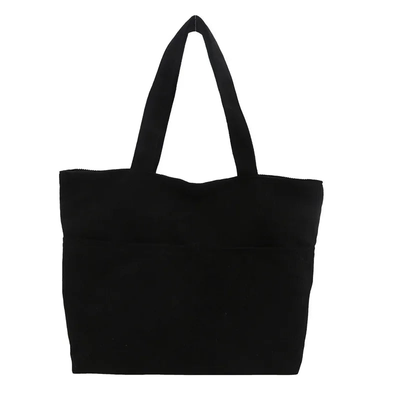 Simple Large Capacity Tote Women Shoulder Bag Retro Corduroy Ladies Shopping Commuter Underarm Bags Female Multi-pocket Handbags