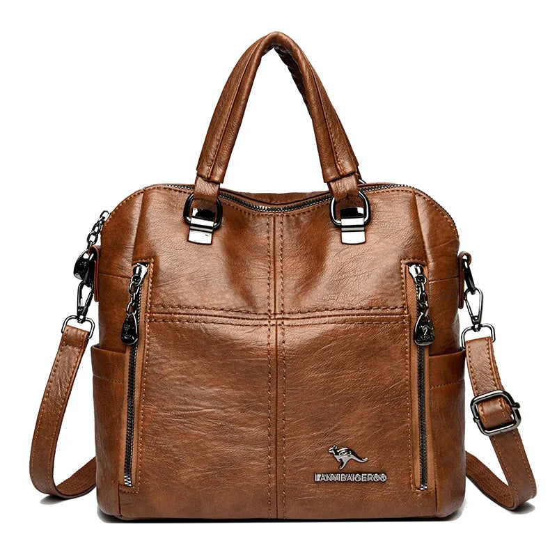 Hot Sale Of The Season New Large Capacity Women's Fashionable Casual Simple Retro Single Shoulder Crossbody Backpack Bag Zipper