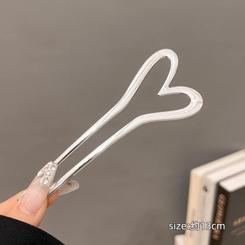 Korean New Hairpin Hair Sticks Heart Geometric Metal Hair Forks For Women Girls Hairstyle Elegant Hair Accessories For Daily