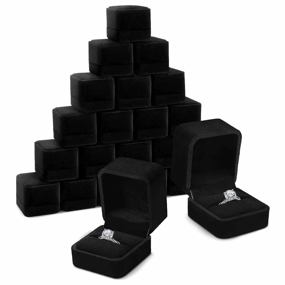 1Pcs Black Velvet Ring Boxes Holder For Proposal Wedding Engagement Earring Jewelry Counter Display Storage Box Wholesale
