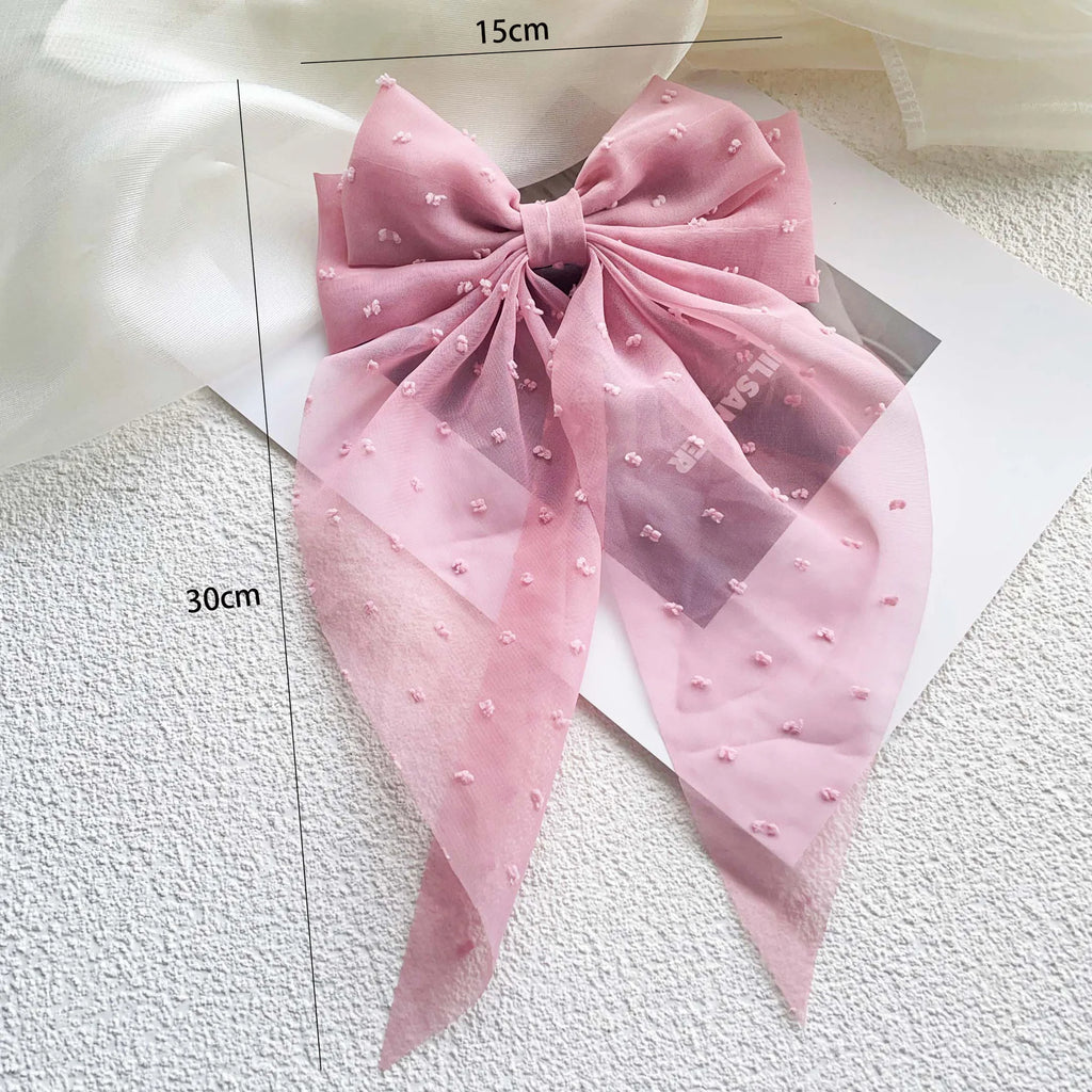 Oversized Bow Headband Hair Clip For Women Fashion Simple Solid Satin Spring Clip Ponytail Bow Party Gift