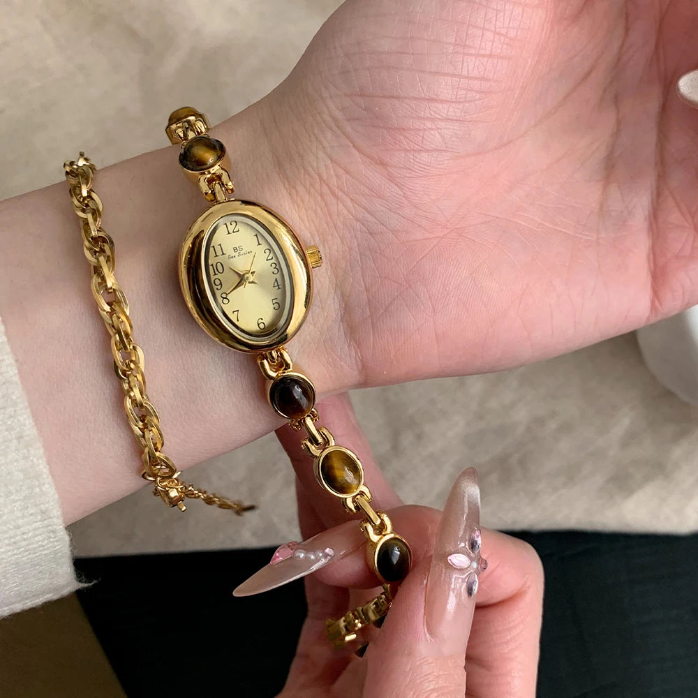 Fashion Casual Women's Watches Natural Jade Bracelet Digital Oval Dial High-end Ladies Wristwatch Watches For Woman Accessory